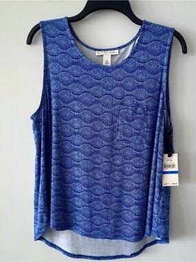Blue Patterned Sleeveless Tank Top - NWT!